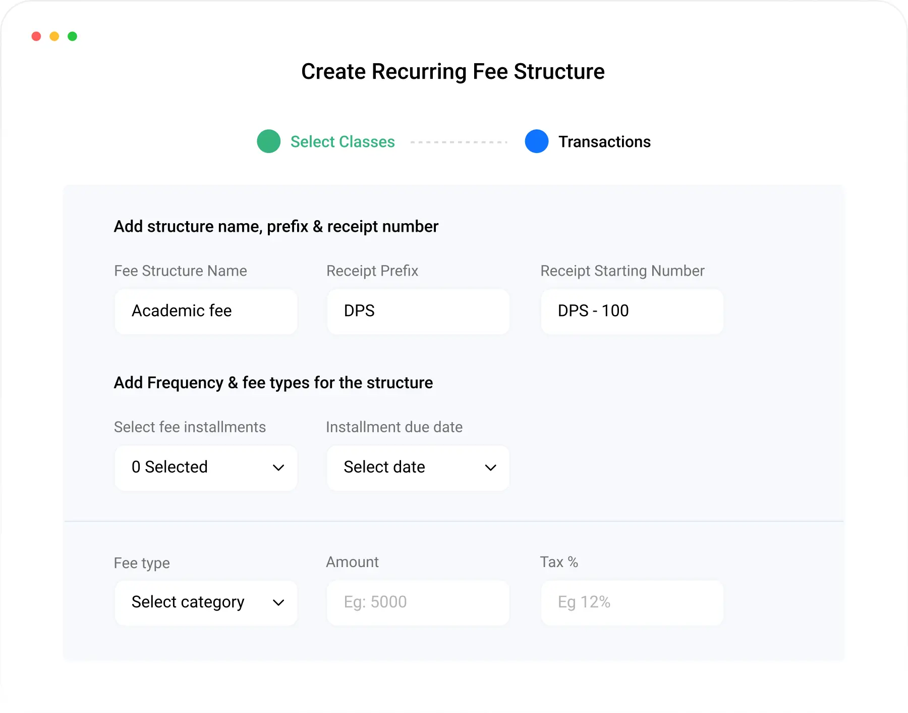 Create Recurring Fee Structure | Teachmint